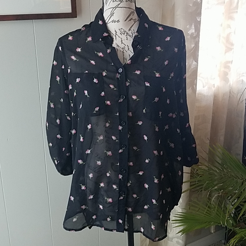 Victoria's Secret sheer button down blouse. Size S
